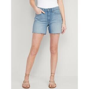 Old Navy Womens Size 14 High Rise OG Straight Cut Off Jean Shorts Blue 5" Inseam